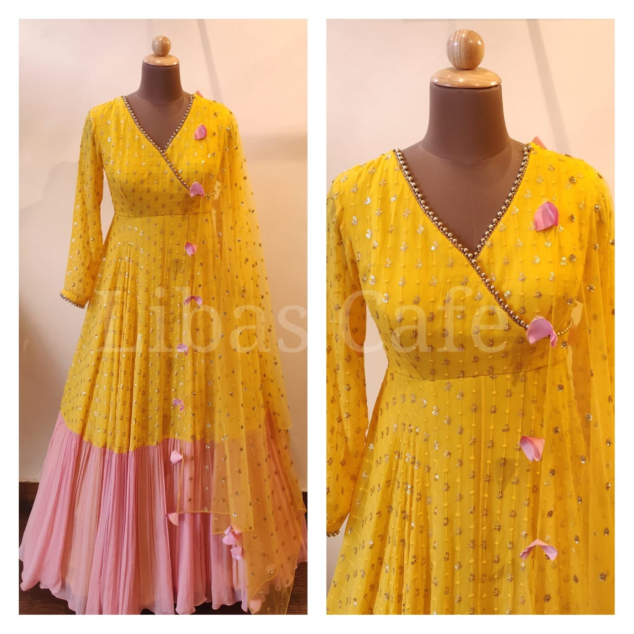 Angrakha Style Dual Shade Anarkali Suit